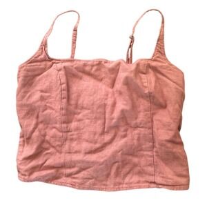 Abercrombie & Fitch Womens Smocked Crop Top Pink Spaghetti Strap Size Small
